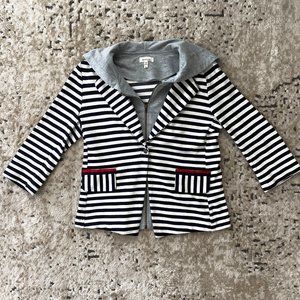 Big Girls Striped Blazer & Detachable Hoodie
